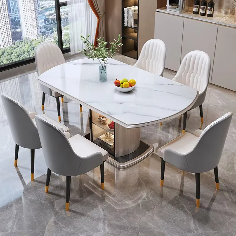 Table à manger ronde en marbre, meuble De luxe moderne pour salon, style nordique minimaliste, meubles De cuisine