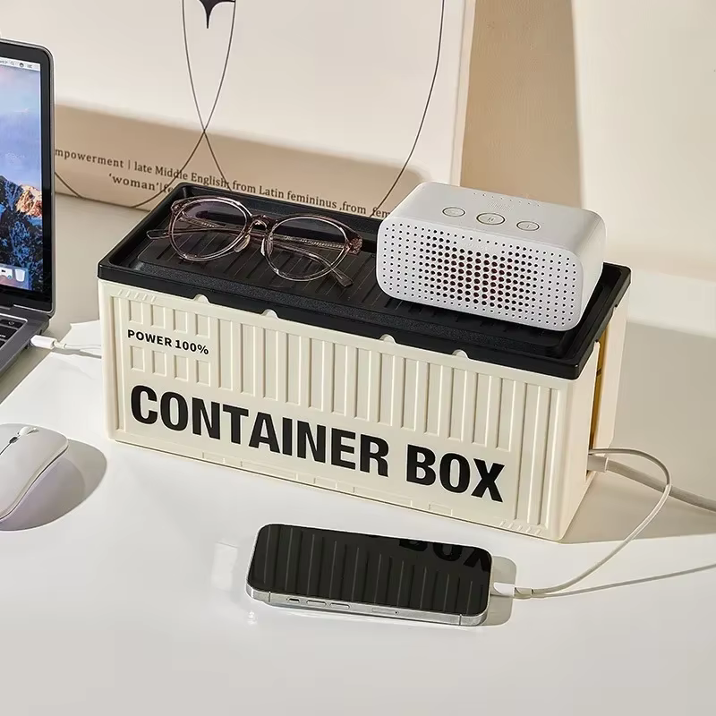 Boîte de rangement de câbles haute capacité avec couvercle