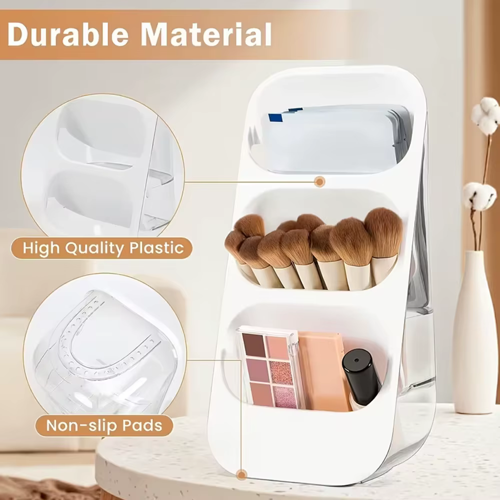 Boîte de rangement pour cosmétiques de bureau, organiseur de pinceaux de maquillage, support de rangement de grande capacité pour comptoir, adapté pour la table de maquillage, la salle de bain, la cha