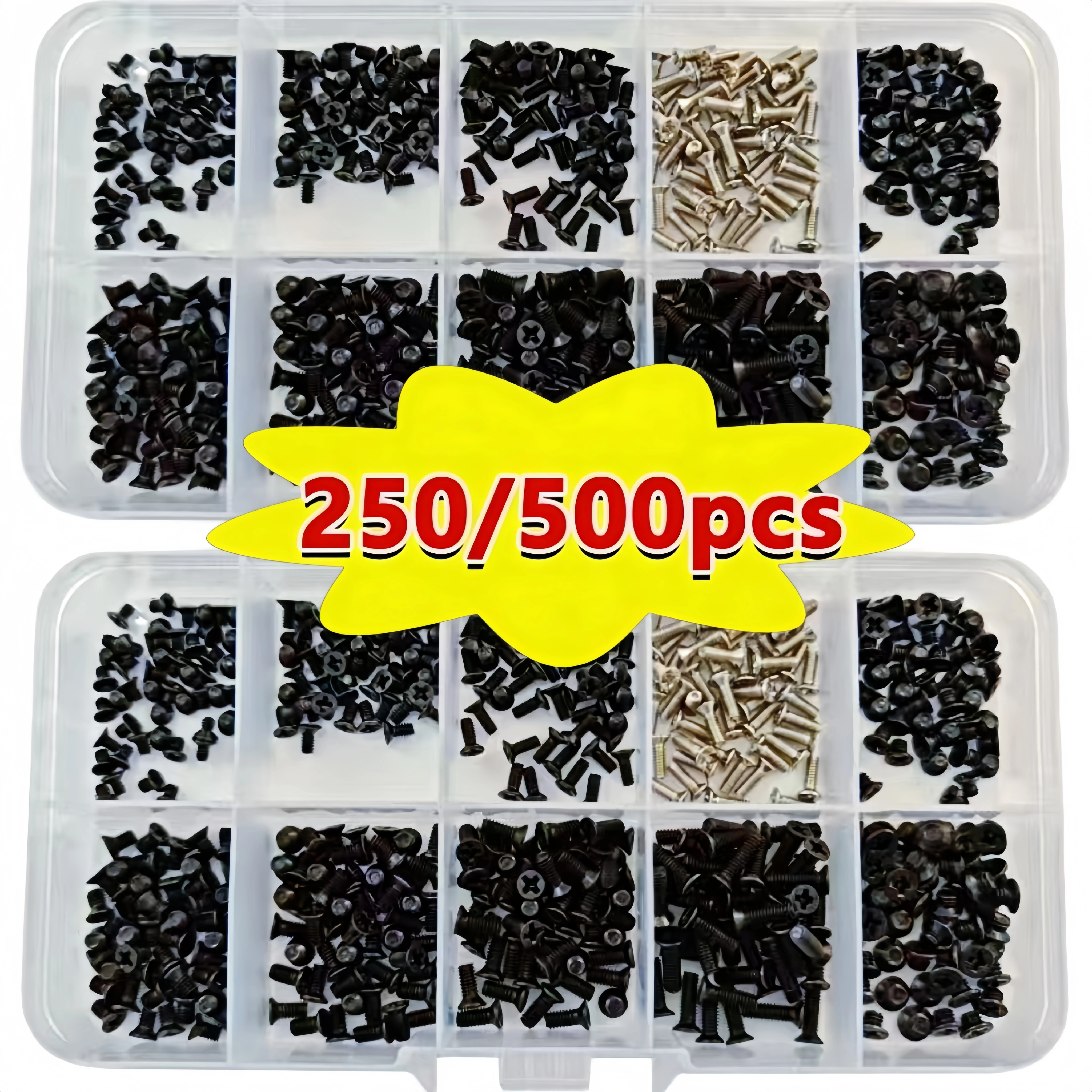 250/500 pièces/boîte ordinateur petit mini jeu de vis M2 M2.5 M3 en acier au carbone