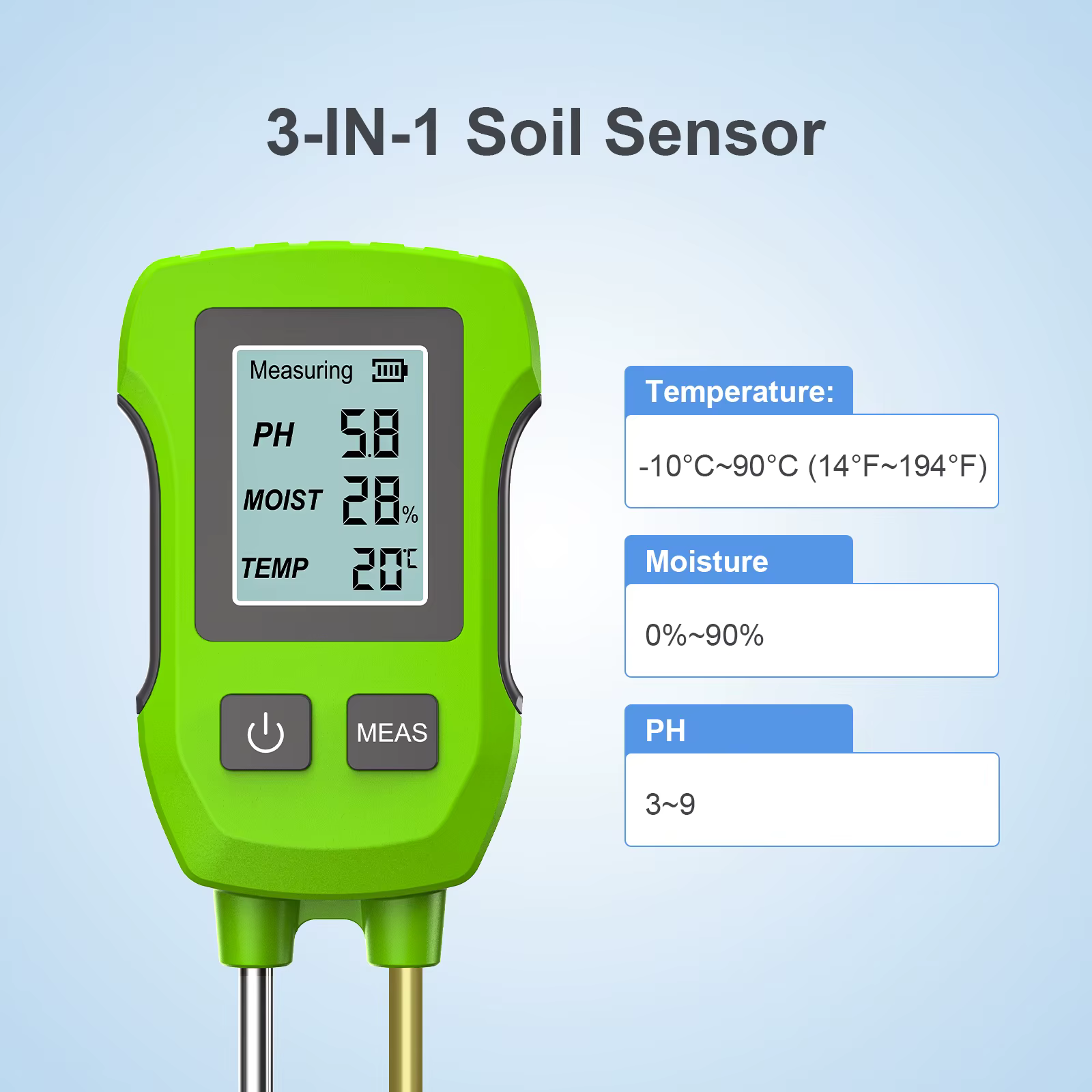 Testeur de sol numérique LCD 3 en 1