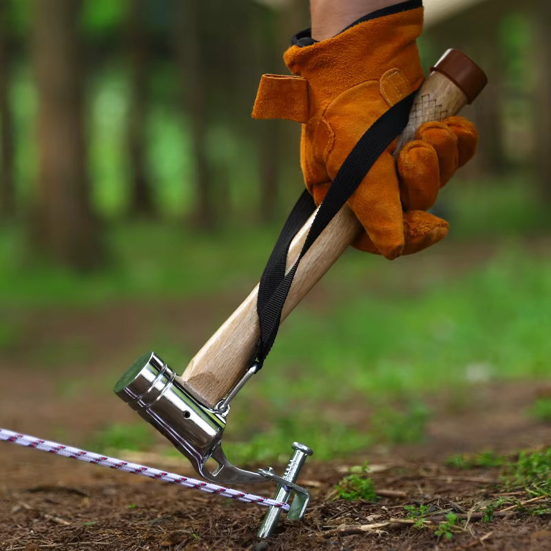 1 pièce Marteau de camping multifonctionnel d'extérieur en acier inoxydable avec tête en cuivre