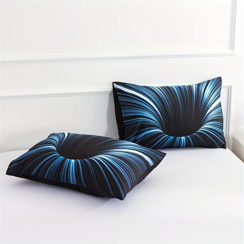 Ensemble de housse de couette 3 pièces, housse de literie 3D bleue et noire, décor de chambre pour hommes femmes adultes, tissu confortable et doux sans noyau d'oreiller