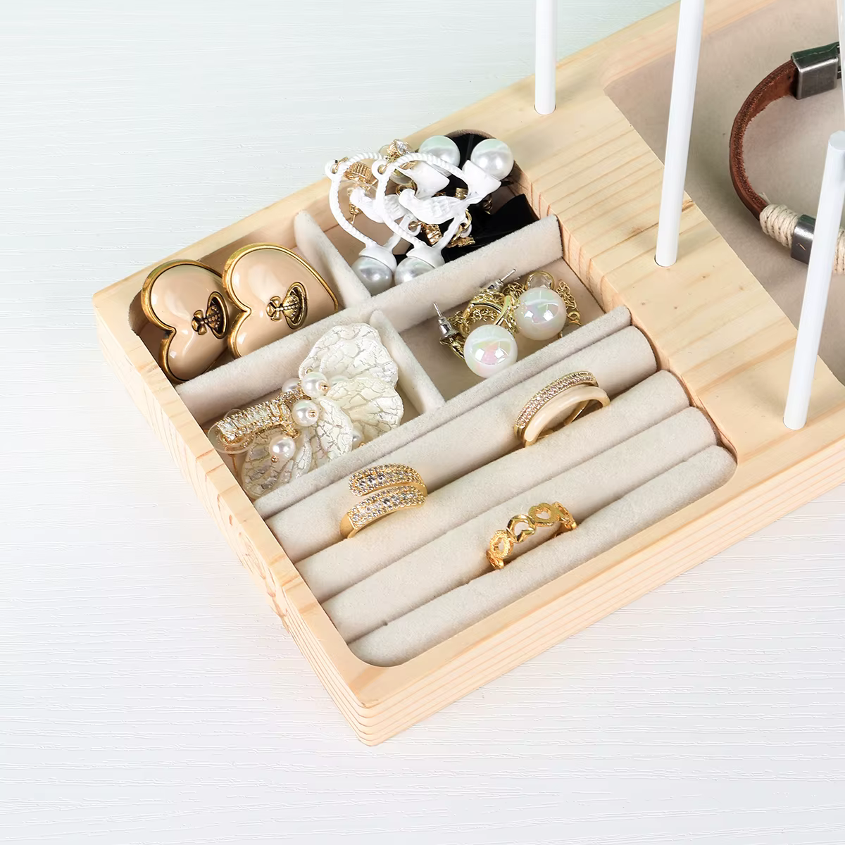 Organisateur de porte-colliers Simple en bois et métal