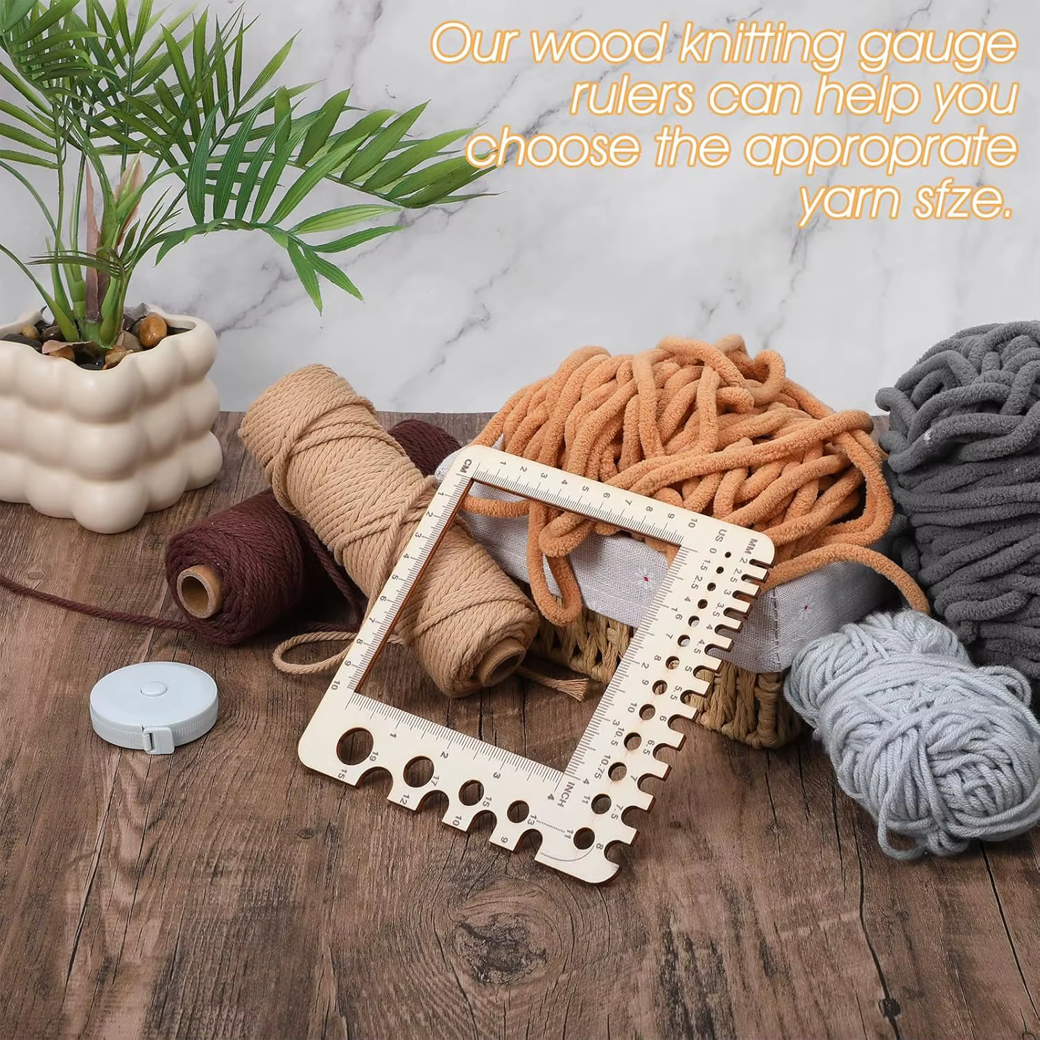 Règle en bois multifonction pour le crochet : compteur de points