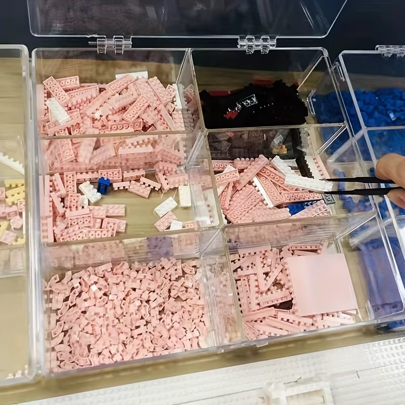 Boîte de Rangement Transparente à 6 Compartiments pour décennie s de Construction