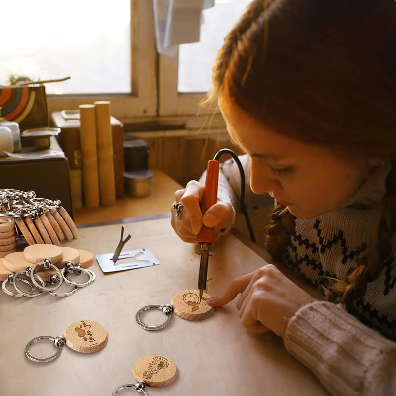 Logo gratuit 10 pièces porte-clés en bois inachevé vierges porte-clés en bois porte-clés pour bricolage artisanat cadeau pour gravure Laser porte-clés cadeau