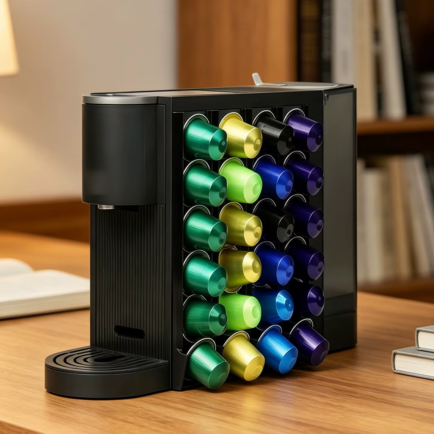 Bandes de rangement verticales pour capsules de café, lot de 4, auto-adhésives, sans perçage, distributeur de dosettes Nespresso, organisateur mural