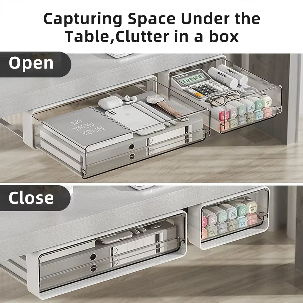 MELStorage-Boîte de Rangement Auto-Adhésive Cachée Sous Table