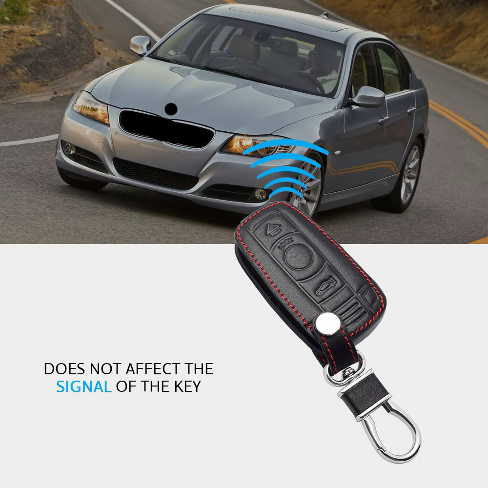Étui de clé de voiture en cuir pour BMW