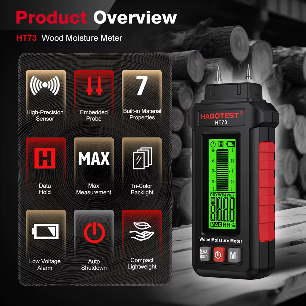 Testeur d'humidité numérique pour bois de chauffage