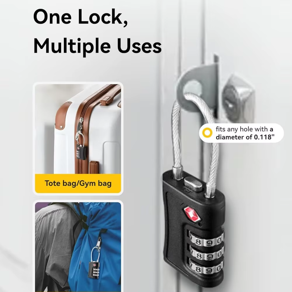 Paquet de 4 serrures à Code douanier TSA pour bagages de voyage mot de passe serrure noire variable cadenas à