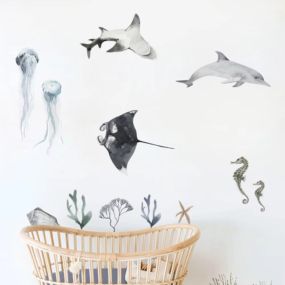 Autocollants muraux poisson monde sous-marin