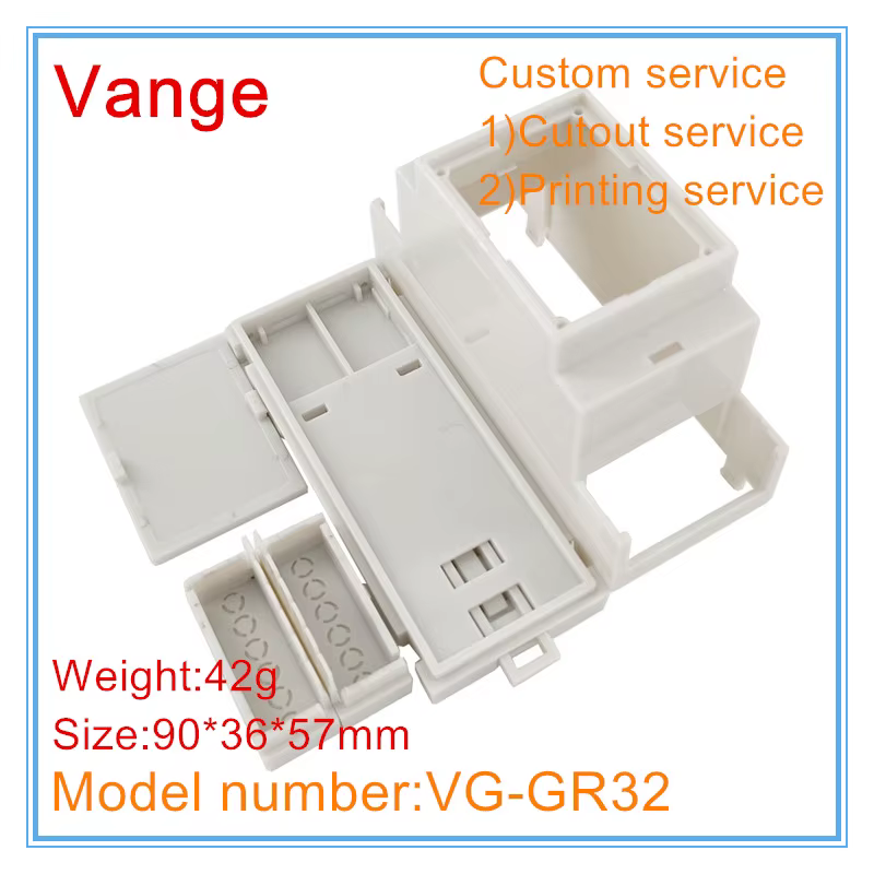 Boîtier électrique sur rail din, boîte de projet en plastique PC 90x36x57mm