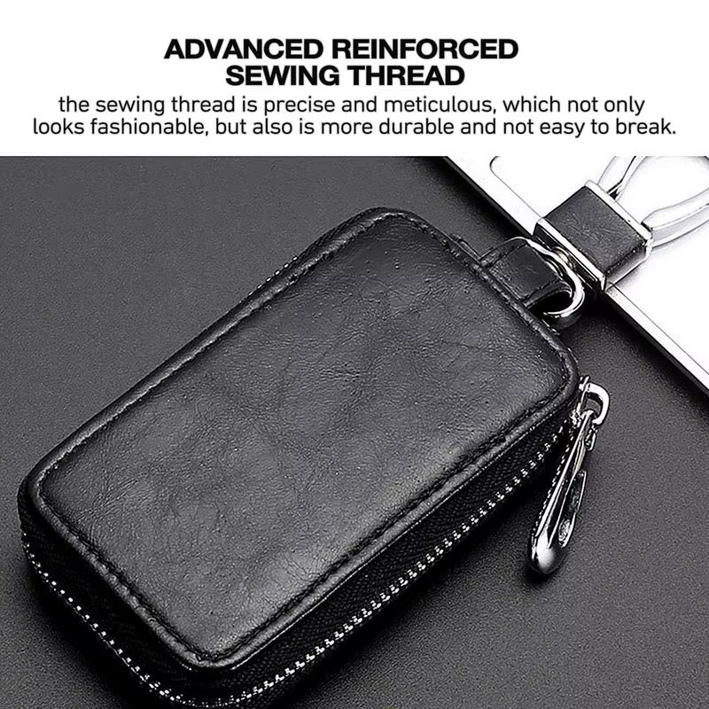 Étui en cuir unisexe pour clés de voiture, porte-clés multifonction, organisateur de clés, pochette pour télécommande de voiture