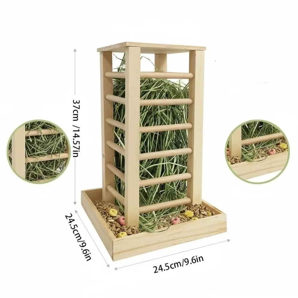 Mangeoire à foin en bois pour lapins