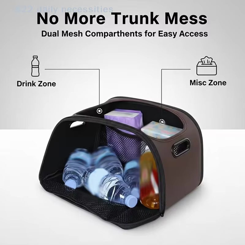 Boîte de rangement multifonctionnelle de luxe en cuir pour voiture