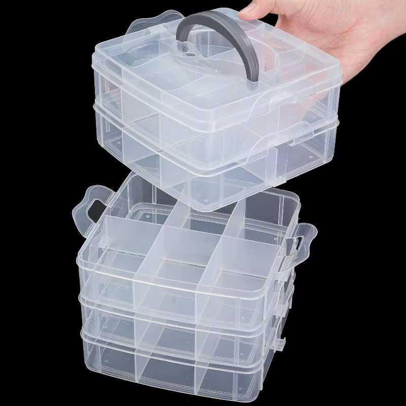 Boîte de rangement en plastique à 3 niveaux