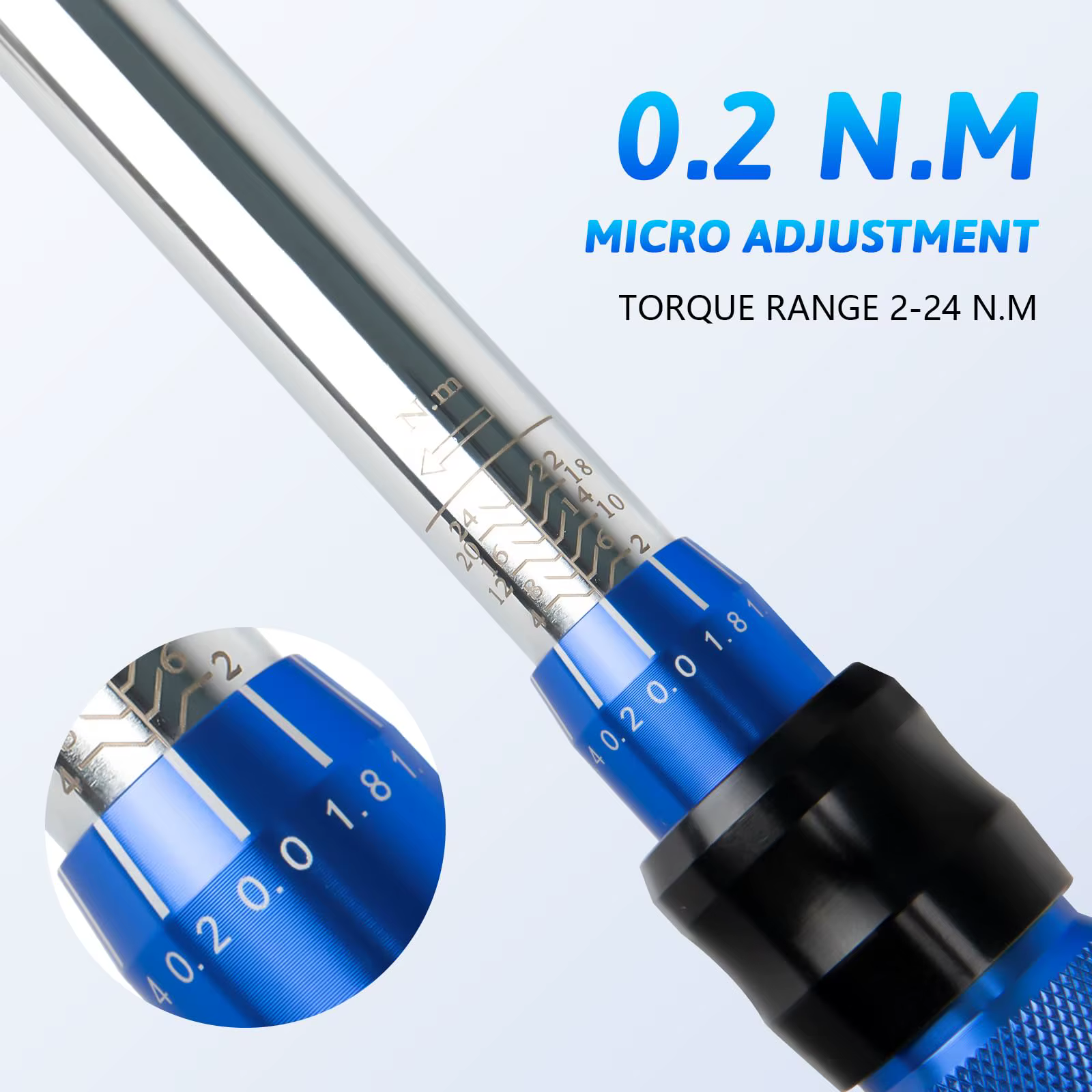 Clé dynamométrique Rafford 1/4 pouce 2-24 Nm avec tête à cliquet réversible 72 dents