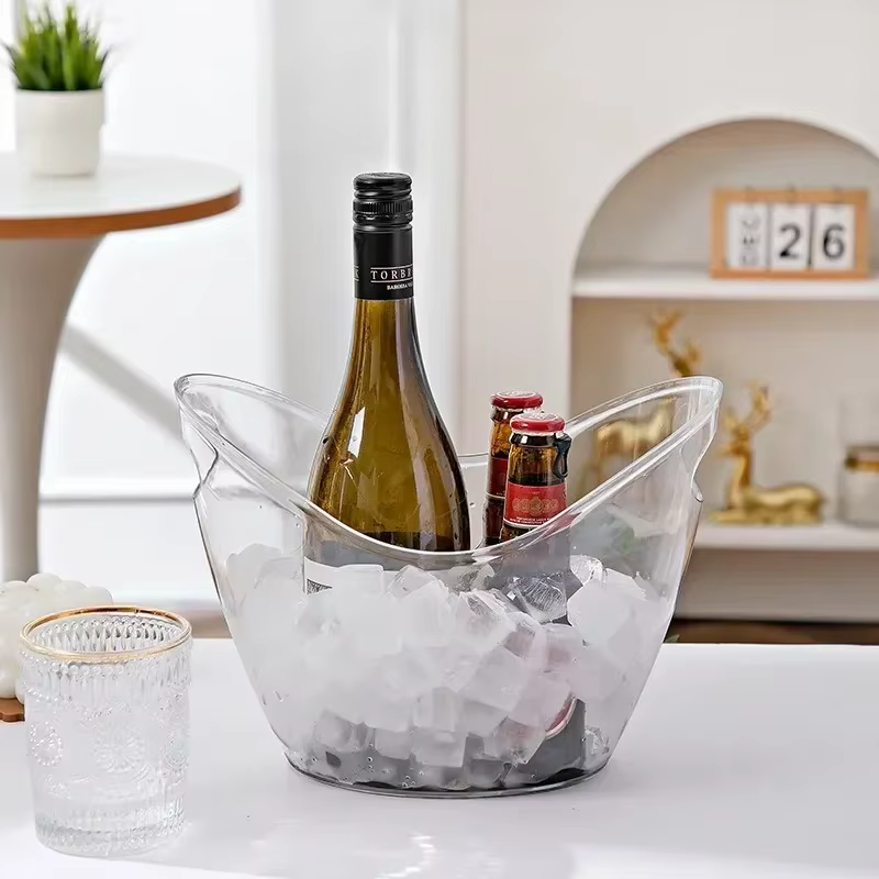 Nouveau seau de stockage de glaçons en plastique transparent 4L/8L ou bouteilles de Champagne refroidisseur de glace décor de Bar pour la cuisine à la maison Bar café utilisation