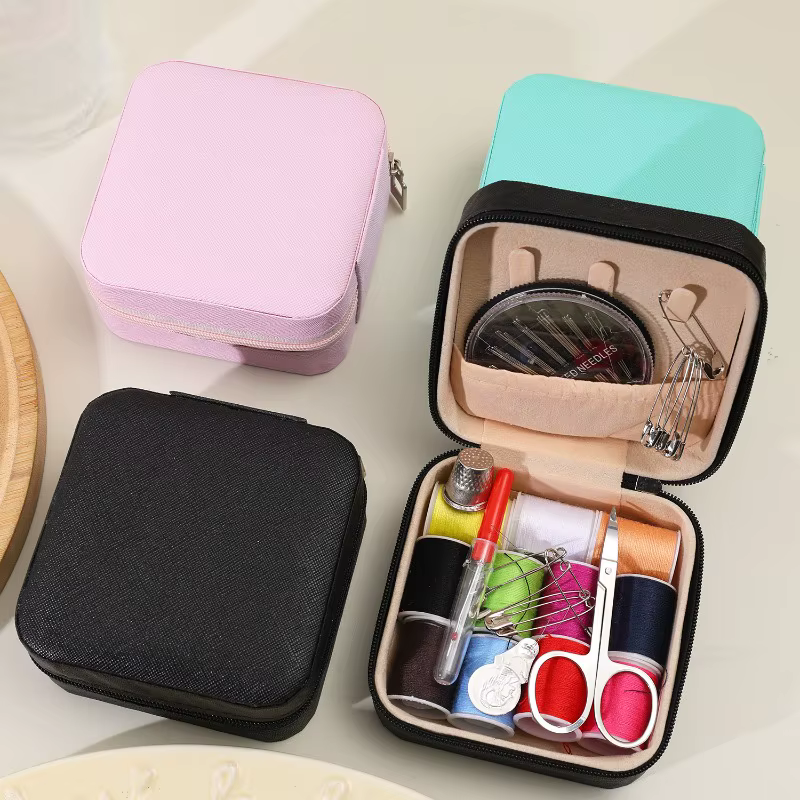 Kit de couture complet avec fils aiguilles ciseaux boîtes de rangement Portable broderie voyage Kit