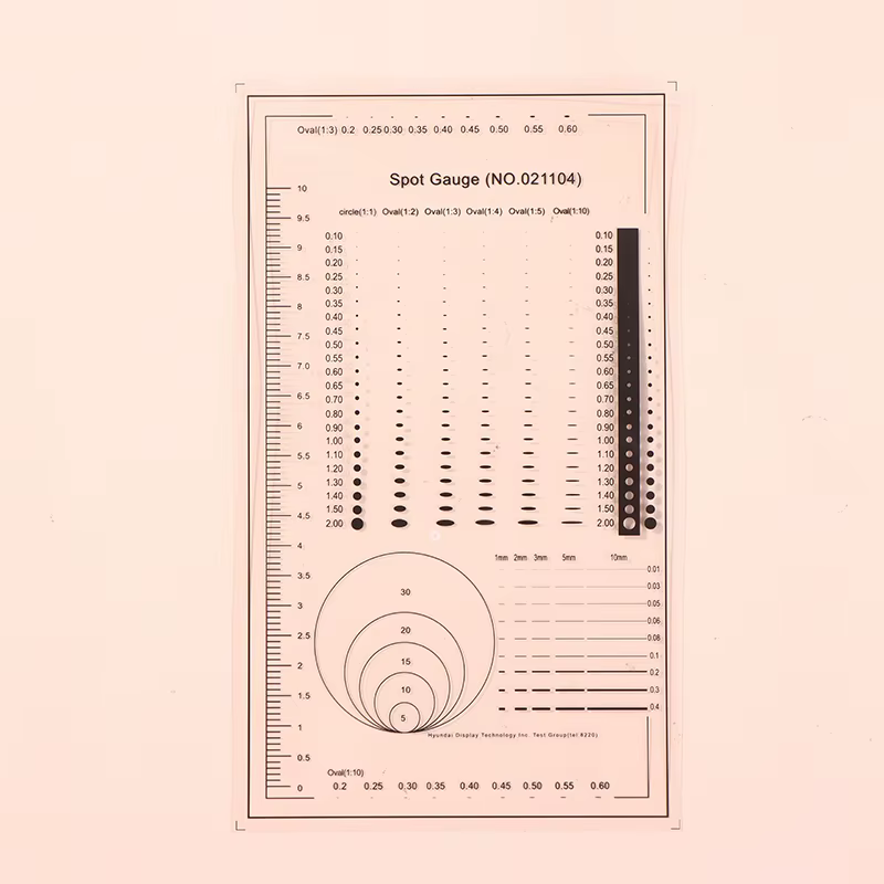 1/2 pièces cercle de zone Ellipse diamètre largeur épaisseur micromètre jauge de tache carte de comparaison règle Point Dot ligne jauge rayé