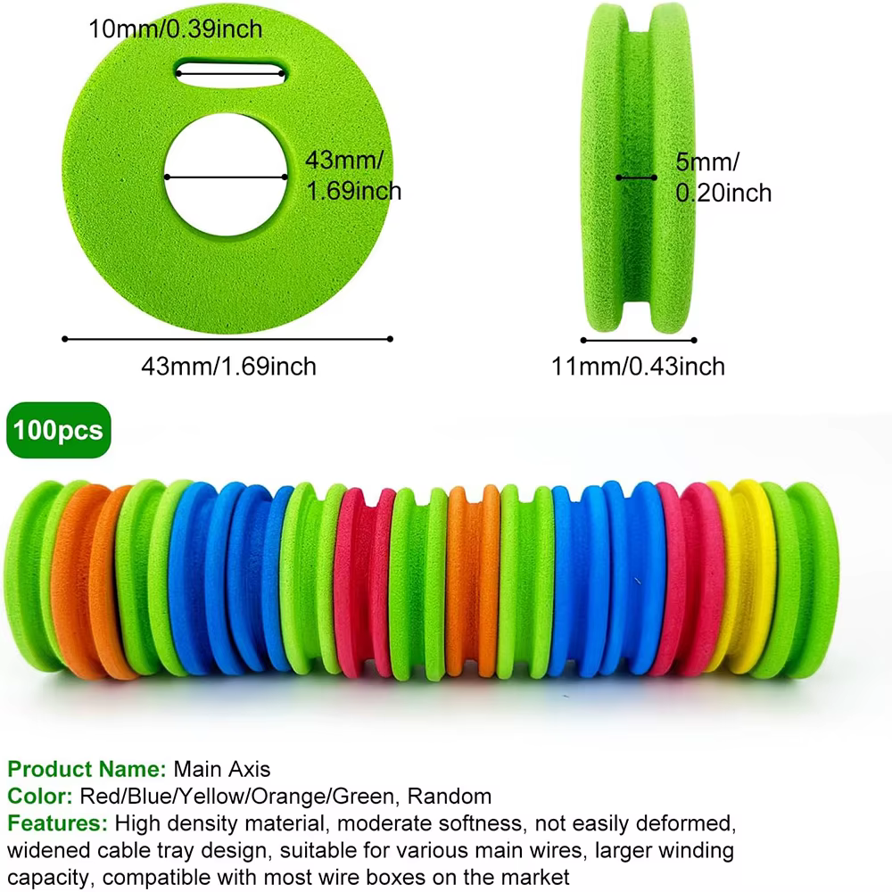 100 bobines de rangement en mousse pour ligne de pêche avec fente pour plomb, accessoires de pêche, couleur aléatoire