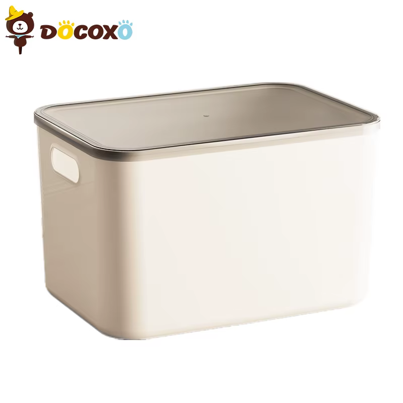 4 boîtes de rangement empilables avec couvercle transparent noir, organisateurs de placard en plastique pour la maison [Taille]