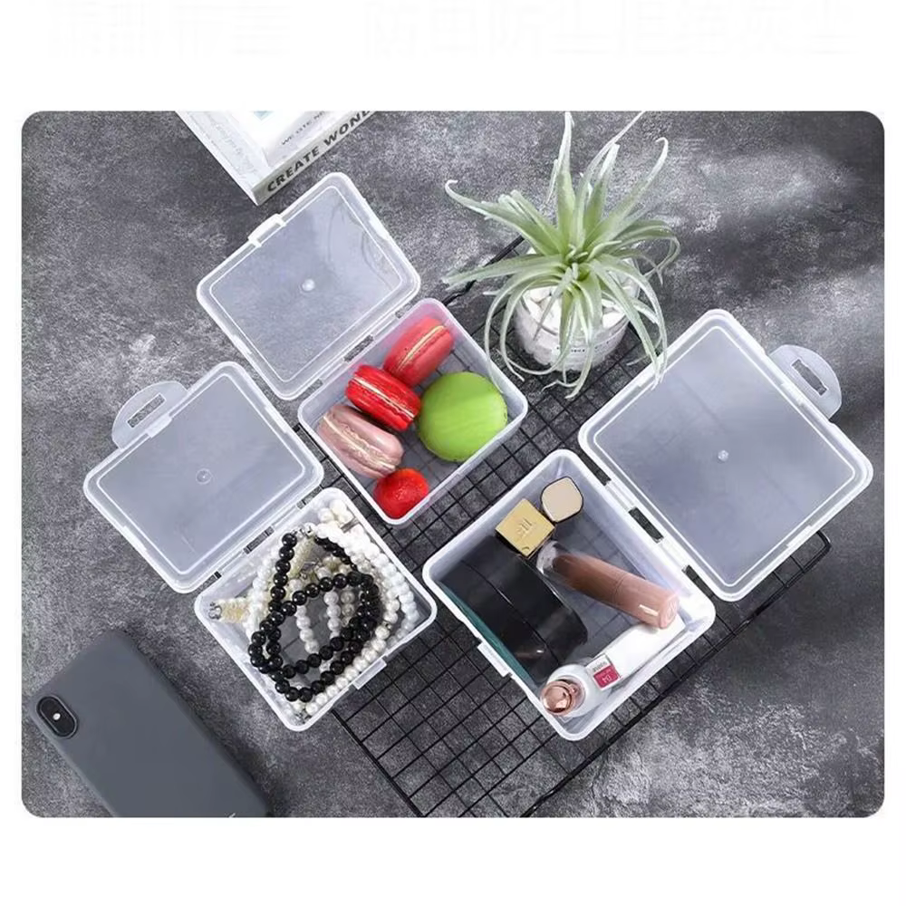 Boîte de rangement en plastique transparent avec couvercle