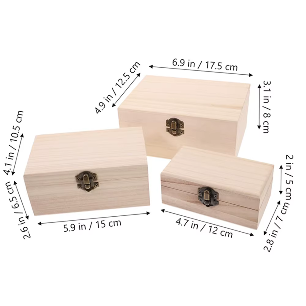 Boîtes de rangement carrées en bois de pin écossais naturel