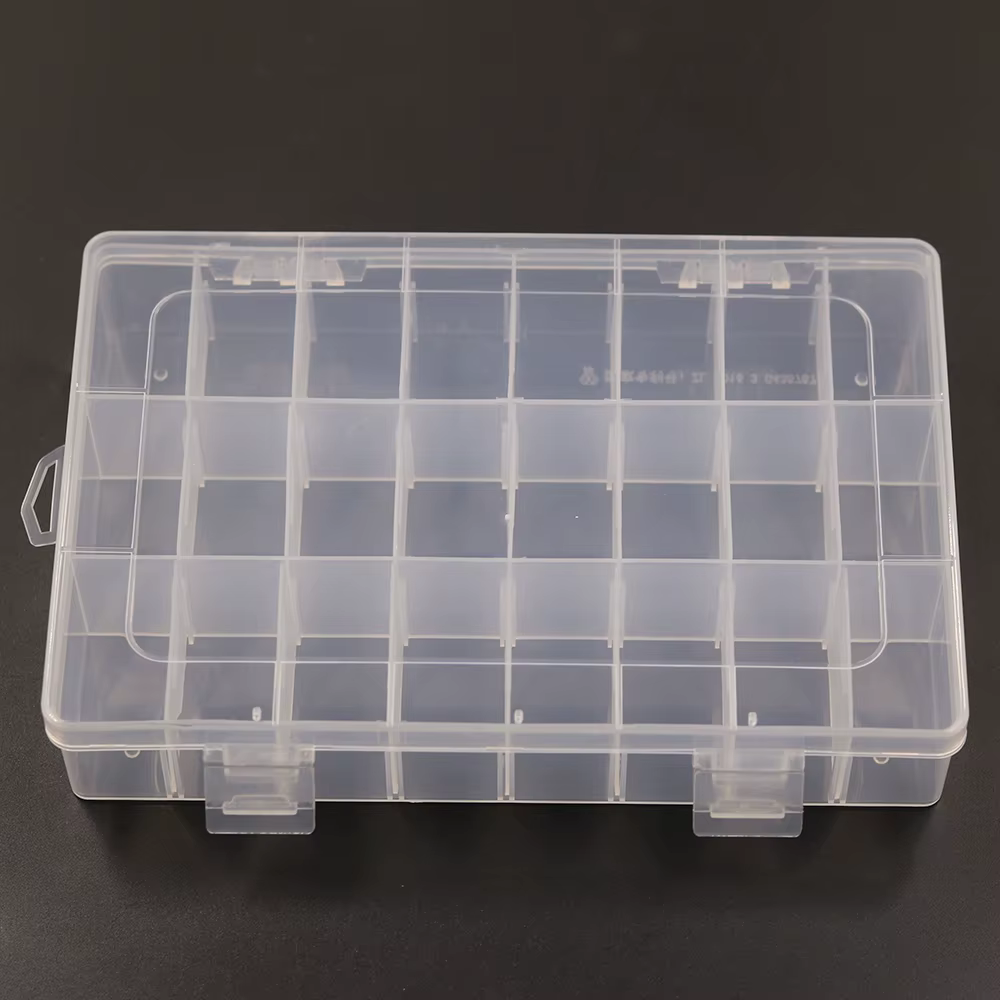 Boîte de rangement de fil à broder en plastique Transparent à 24 grilles