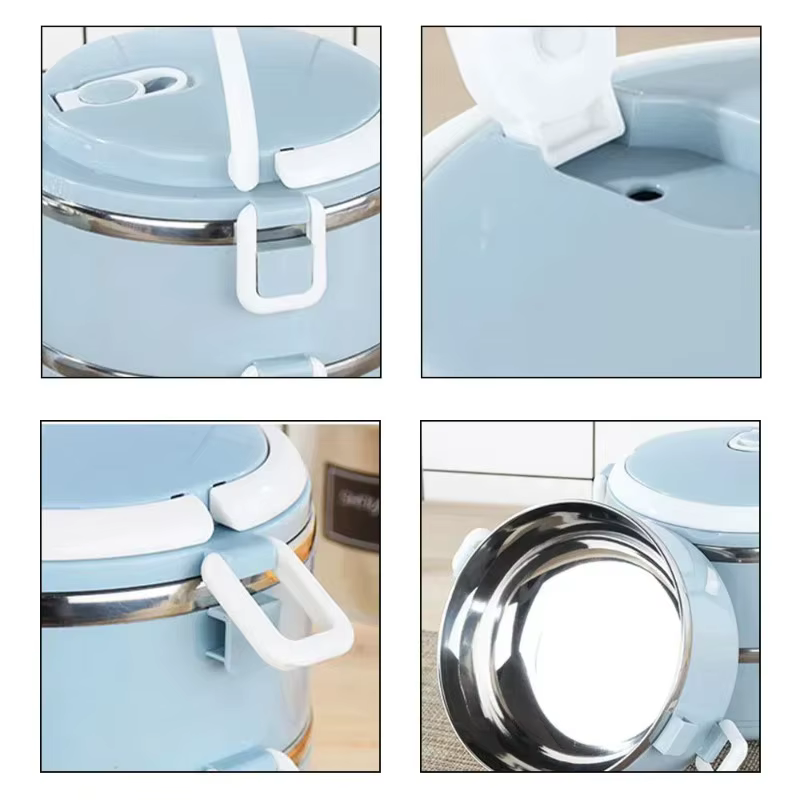 Boîte à lunch avec couvercles, compatible micro-ondes, multifonctionnelle avec poignée, grand récipient alimentaire pour le travail et l'école