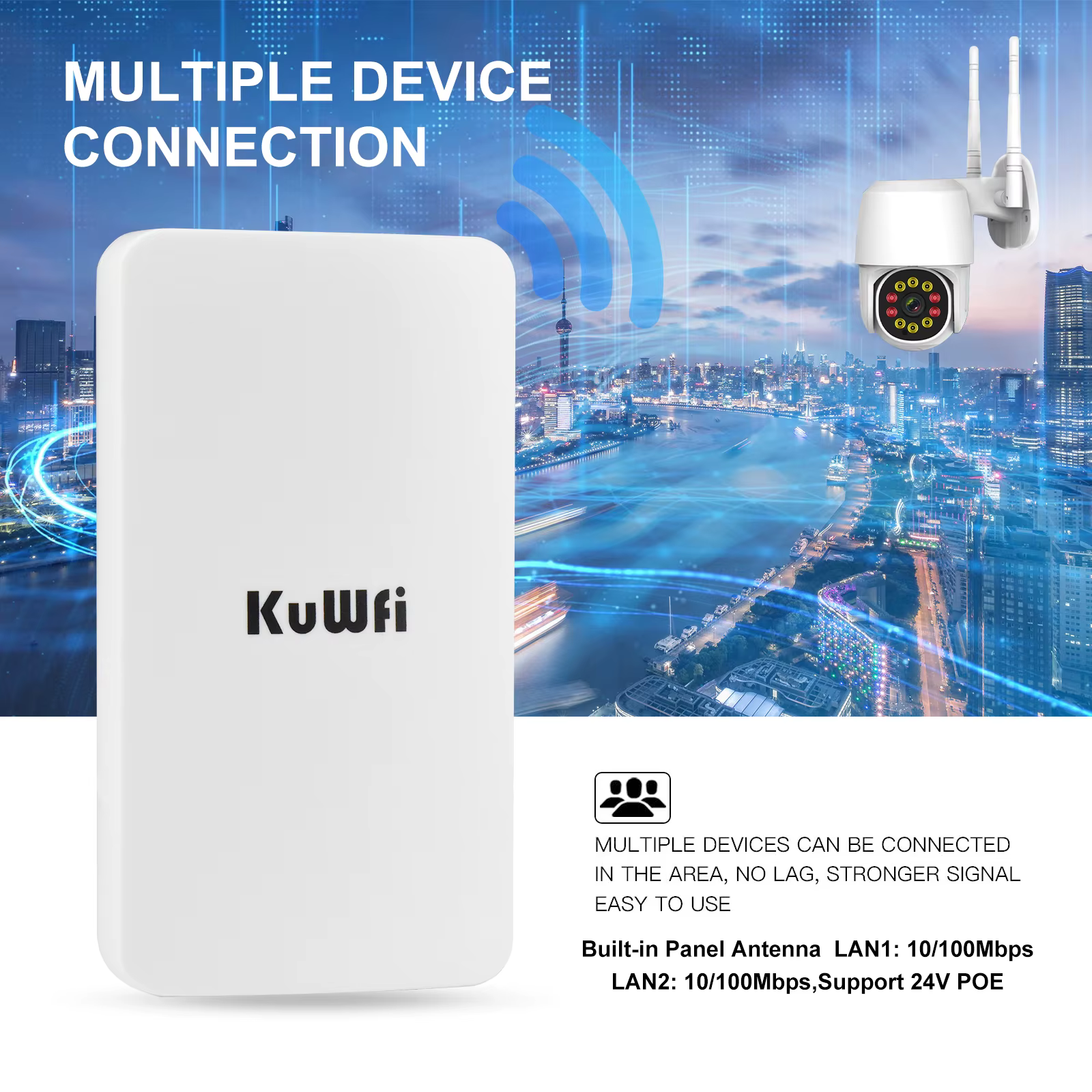 KuWFi Pont WiFi extérieur longue portée 1 km 2