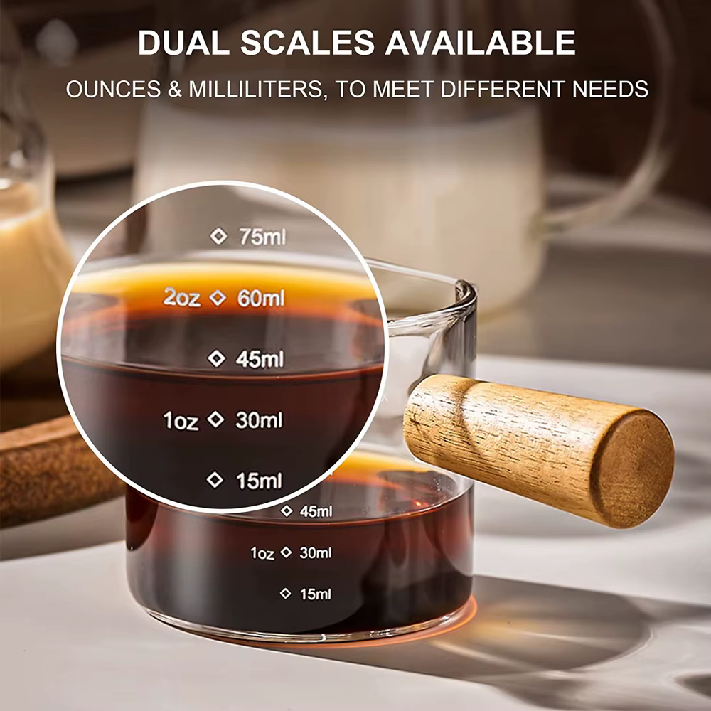 Tasse à Mesurer en Verre Thermique, Carafe à Lait avec Poignée, Échelle, Double ou Simple Bouche, 75ml