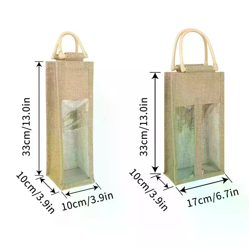 Sac à main pour vin rouge, boîte cadeau pour vin avec fenêtre et poignée, emballage pour bouteille simple/double, sacs pour champagne, cadeaux de mariage pour invités