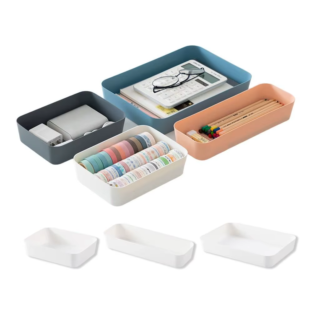 Boîte de rangement de bureau en plastique grande capacité