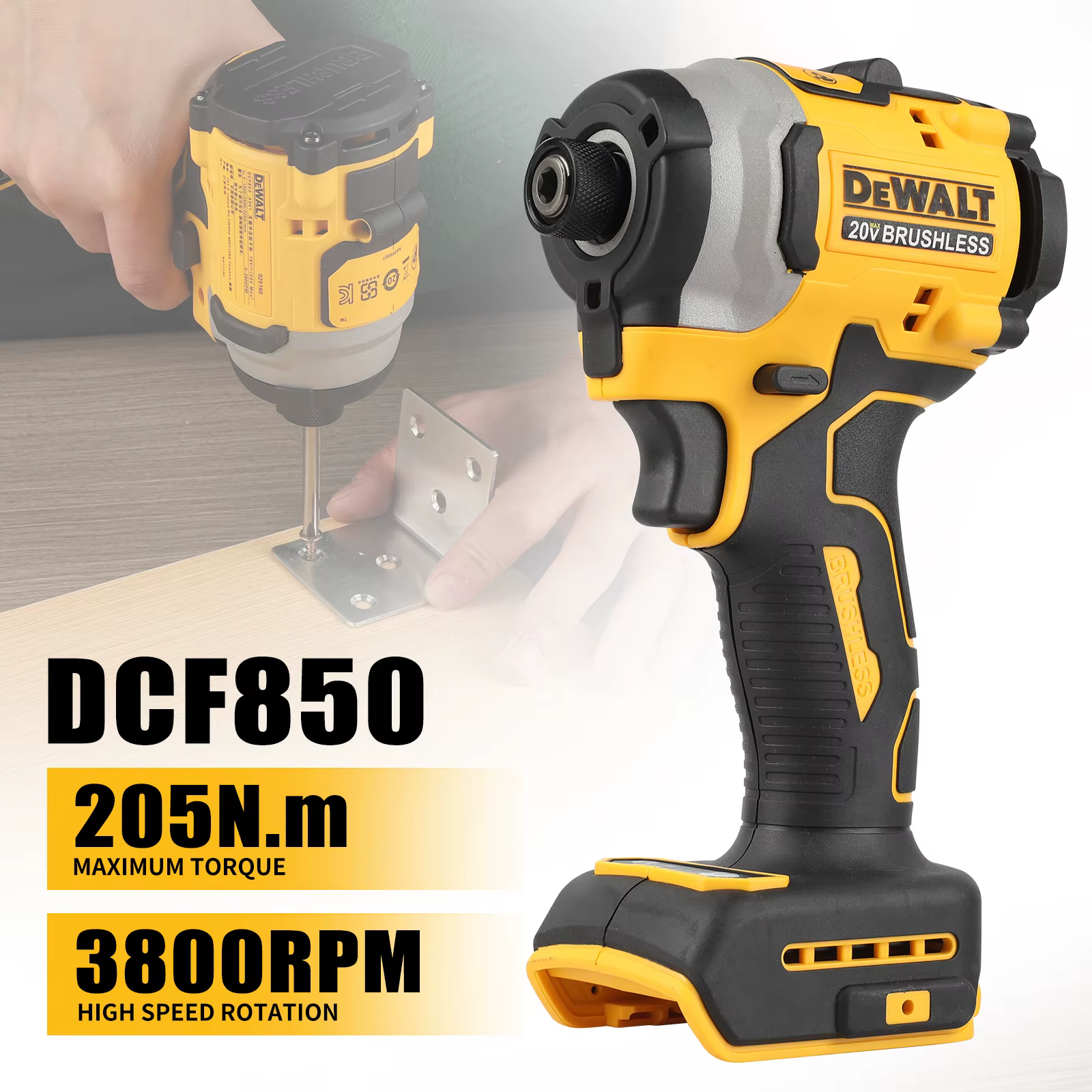 DEWALT DCF850 DCF512 20V tournevis électrique sans fil moteur sans balais perceuse rechargeable clé à chocs