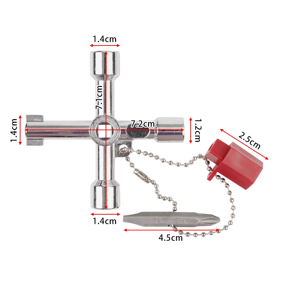 4 Voies Croix Triangle Clé Clé Universel Électrique Cabinet Clés Utilitaire Clé Fit pour Robinet