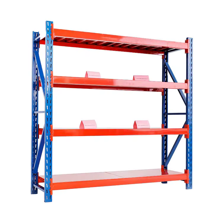 Unités d'étagères de rangement de garage en acier empilables multicouches de taille moyenne d'entrepôt bleu orange