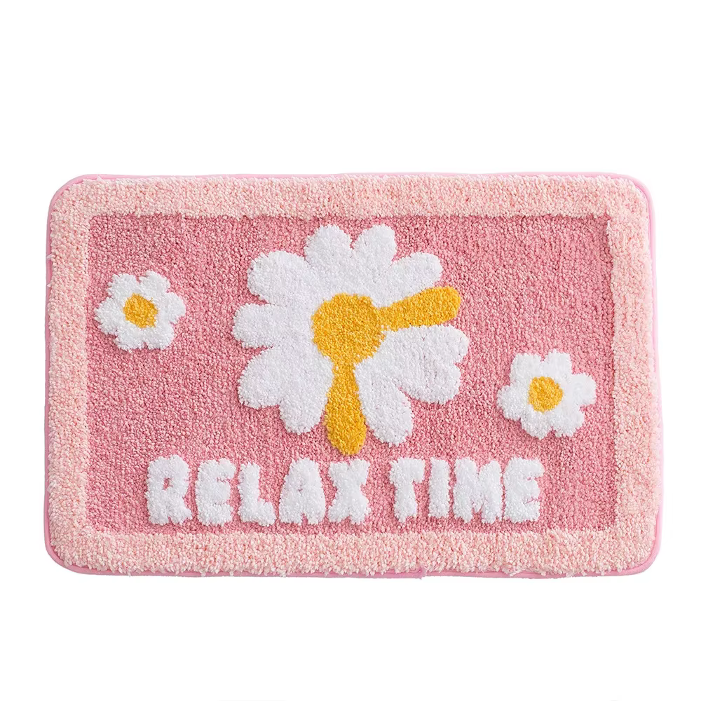 HOLEA-Tapis de Sol Antidérapant en Microcarence, Mignon, Destroy AndrBath Polymères, Décoration de Fleurs Blanches et Jaunes, de Haute Qualité