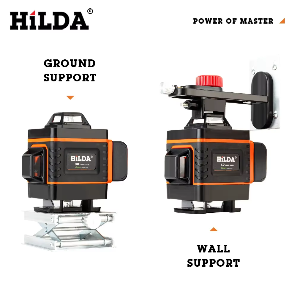 HILDA-Niveau Laser Vert 3D/4D, 12/16 Lignes Auto-Abrasives, Croix Horizontale et Verticale à 360 °, Super Injuste