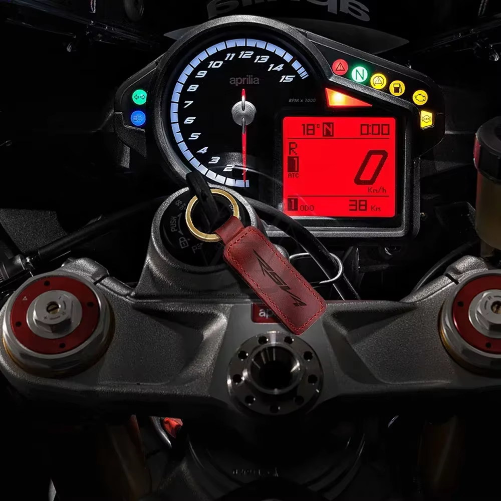 Porte-clés en cuir de vache pour moto Aprilia RSV4, porte-clés