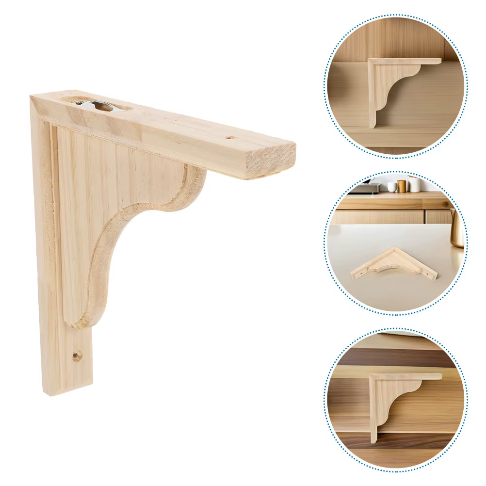 Supports d'étagères triangulaires en bois naturel