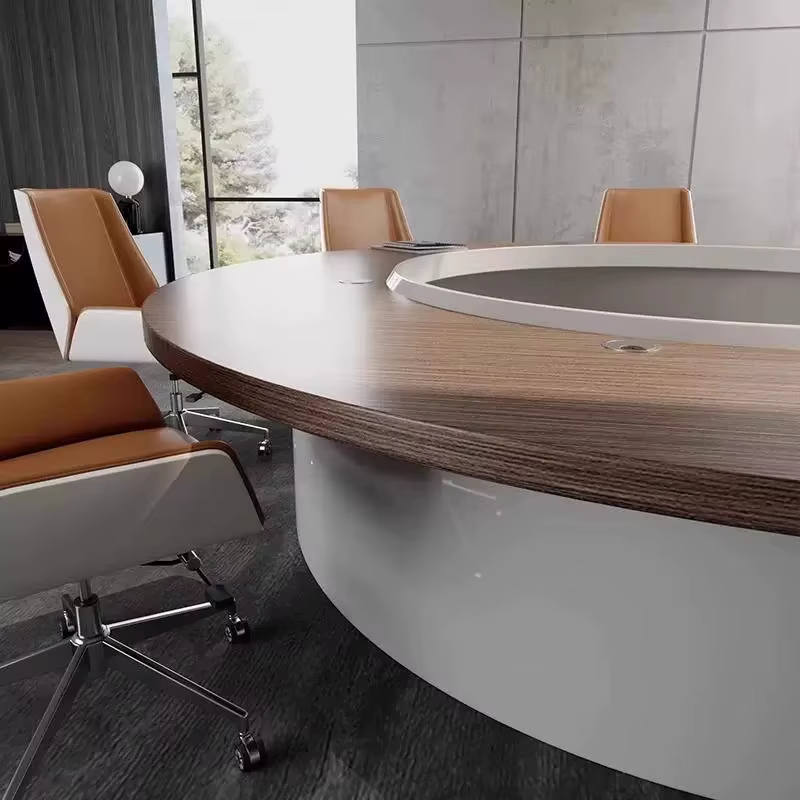 Table de conférence ronde, table moderne simple en forme de U, table et chaises de formation créative, grande négociation de luxe légère en noyer
