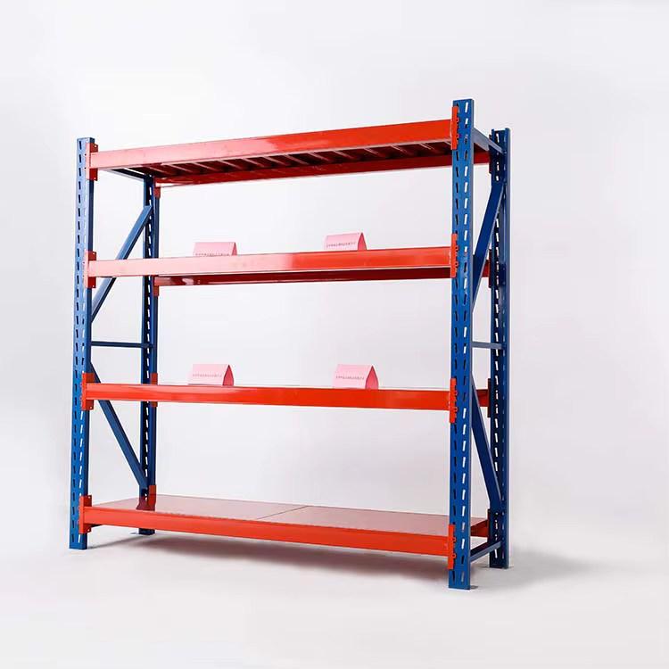 Unités d'étagères de rangement de garage en acier empilables multicouches de taille moyenne d'entrepôt bleu orange