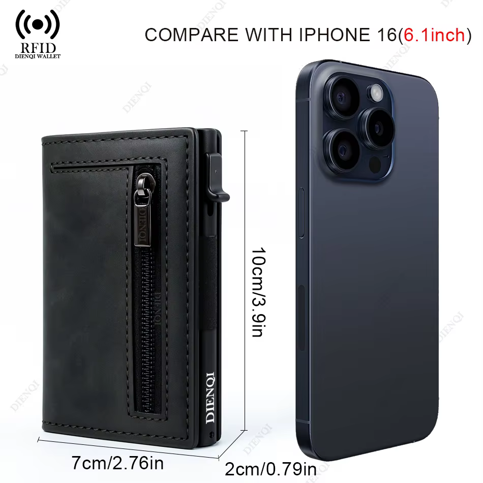 Porte-carte de visite RFID, porte-cartes de crédit, portefeuille de luxe pour hommes, en aluminium mental, mince, petit sac d'argent noir, cadeau de Festival pour hommes