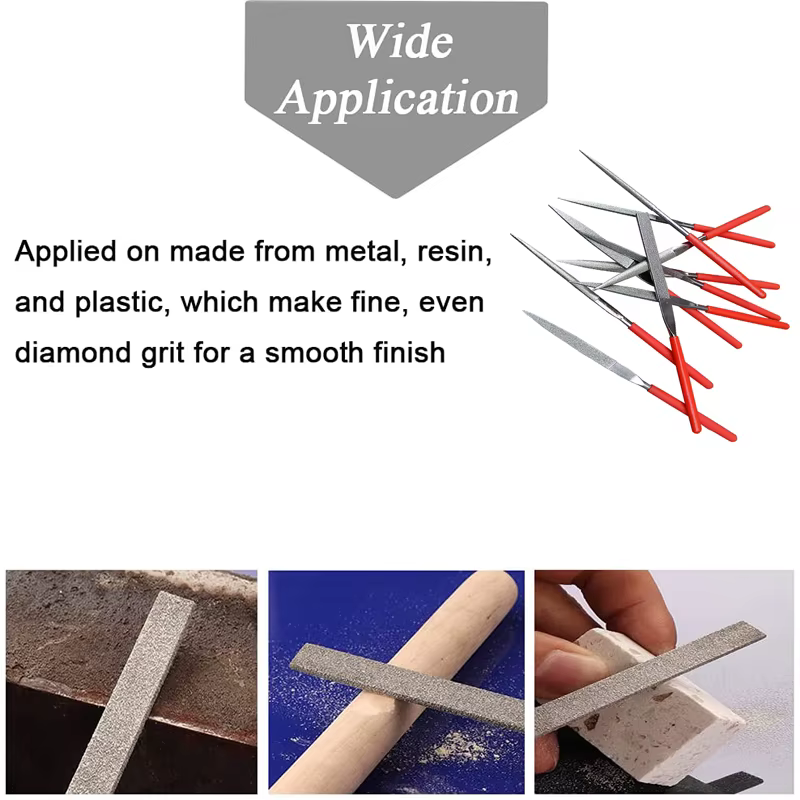 10 pièces diamant aiguille fichier ensemble 3x140mm Mini