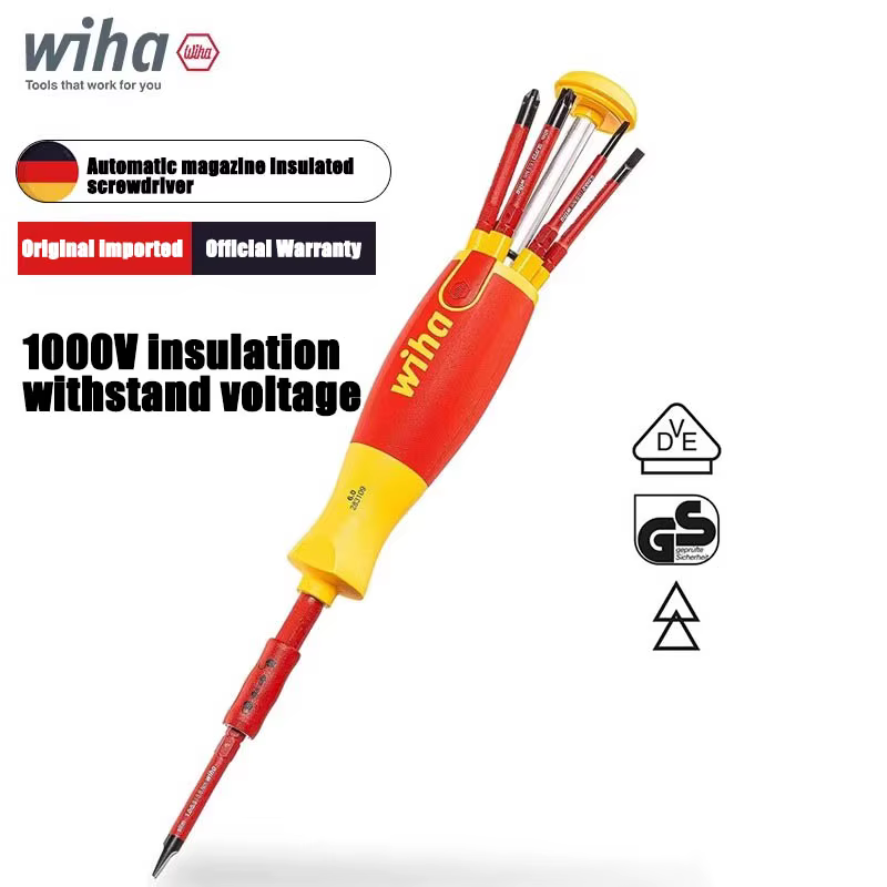 Tournevis multifonctionnel isolé Wiha 6-en-1 de type magazine avec rangement d'outils