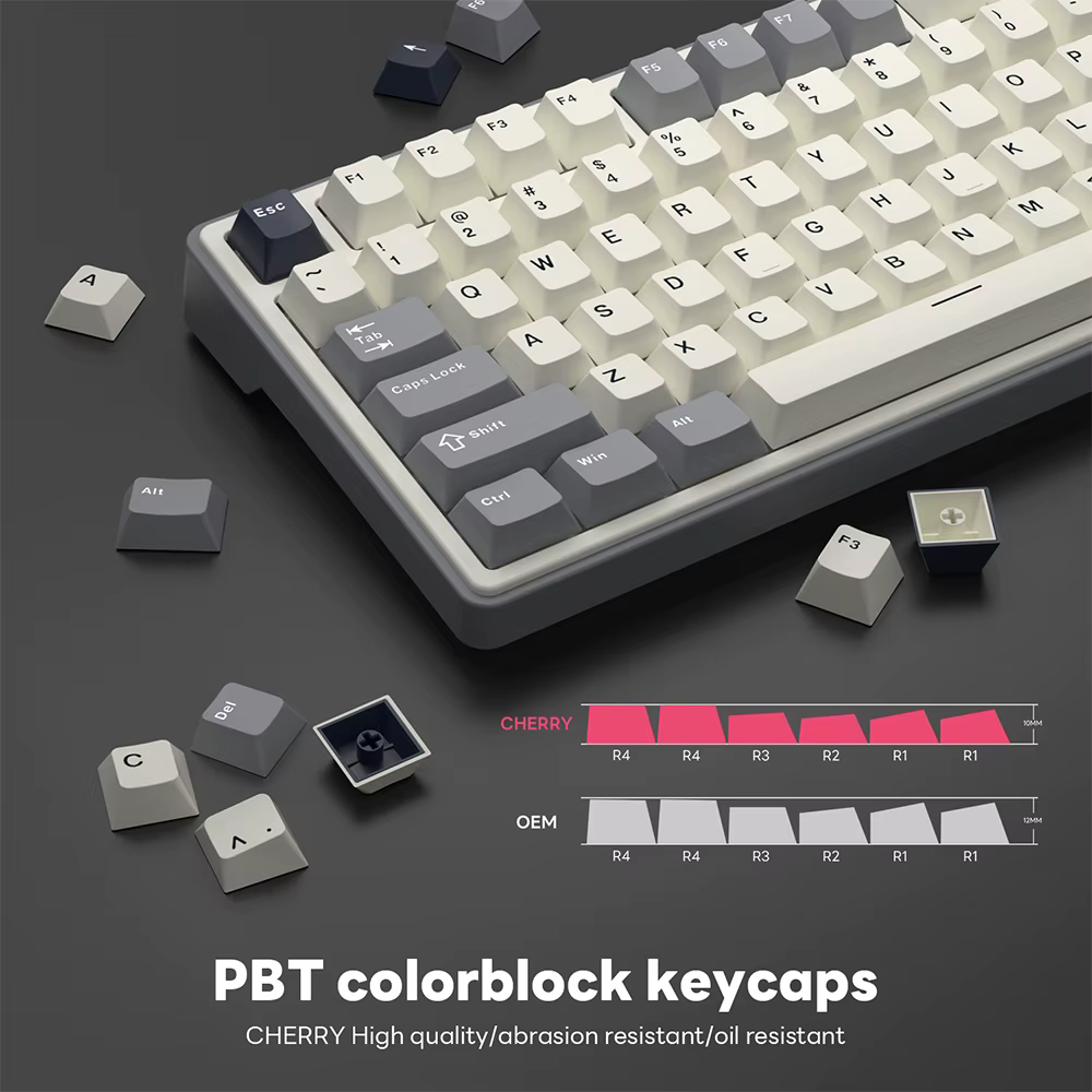 RK ROYAL KLUDGE anglais russe PBT Colorblock Keycaps 98 touches PBT matériau Sublimation adapté au clavier de jeu mécanique