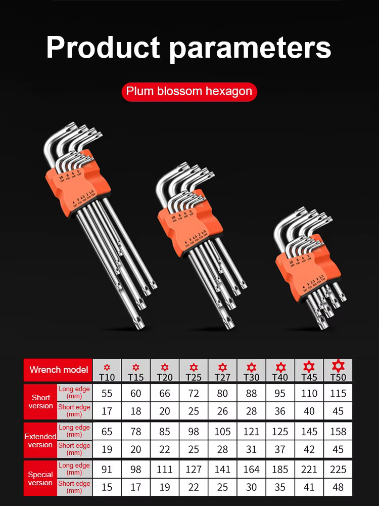 9 pièces Torx étoile clé Kits ensemble clés Allen clé hexagonale jeu